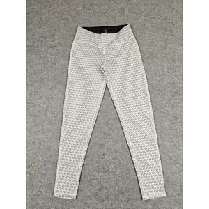 Esperanza Leggings Womens Small White Geometric Knit Stretch Ankle Pants Casual